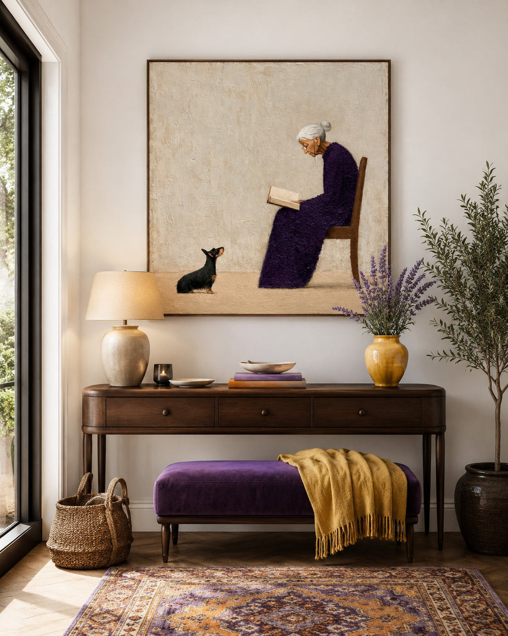 Square Canvas Art With Textured Brushwork For Modern Organic Interiors