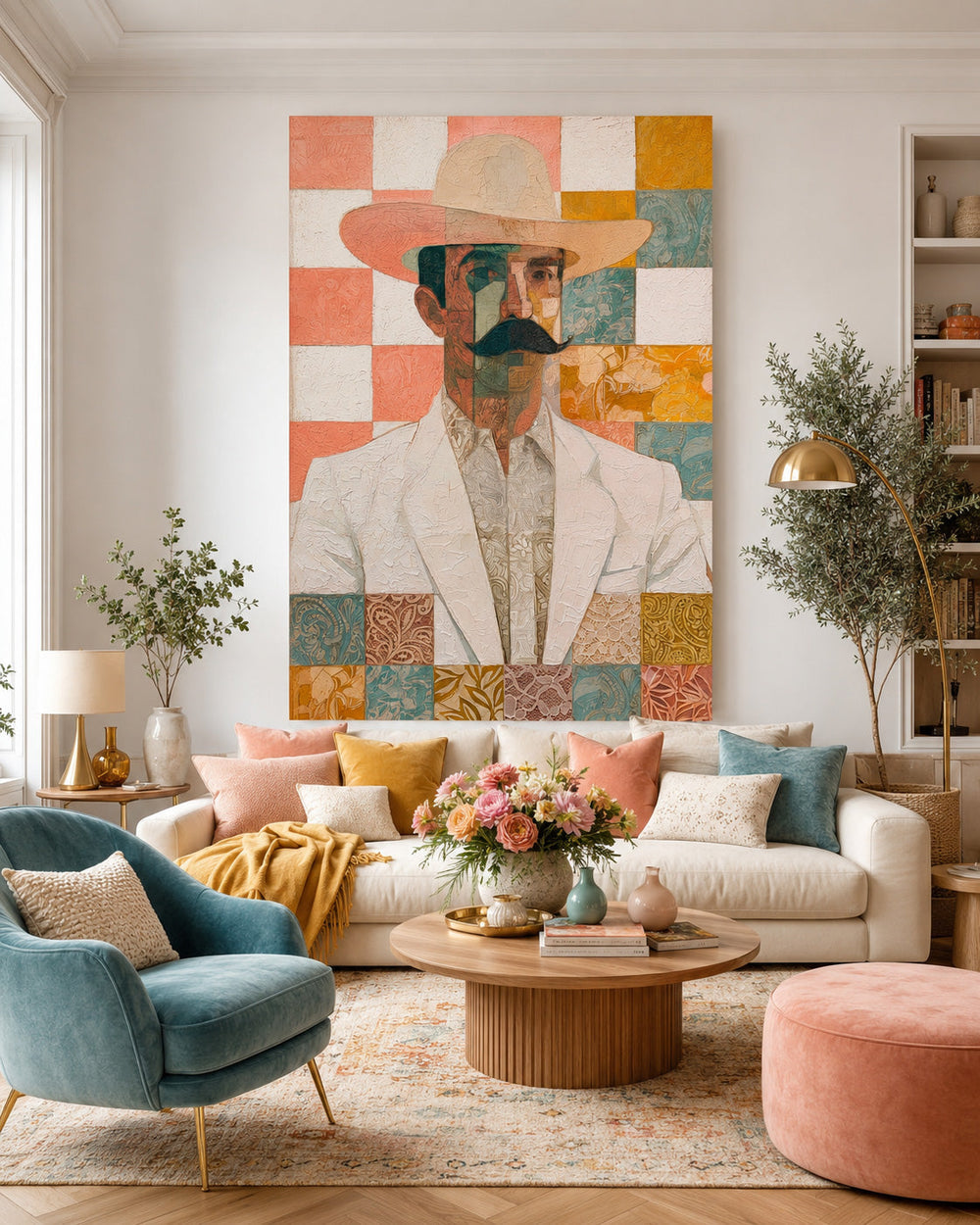 Vintage Inspired Cowboy Art With Textured Canvas And Earthy Tones For Home Office