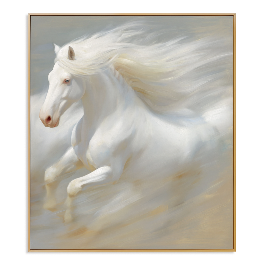 Ivory Freedom – White Horse Canvas Art hand-painted wall art