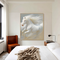 Ivory Freedom – White Horse Canvas Art