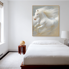 Ivory Freedom – White Horse Canvas Art