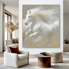 Ivory Freedom – White Horse Canvas Art