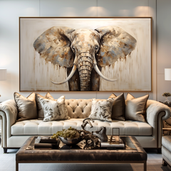 Majestic Stillness – Modern Elephant Portrait Oil Painting