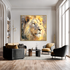 Regal Stillness – Lion Oil Painting, Lion Wall Art