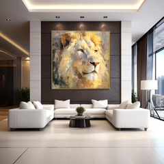 Regal Stillness – Lion Oil Painting, Lion Wall Art