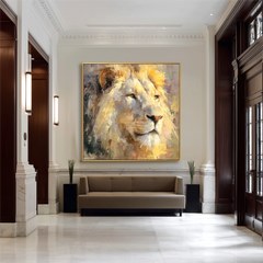 Regal Stillness – Lion Oil Painting, Lion Wall Art