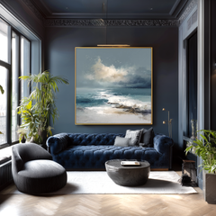 Whispering Tides – Coastal Ocean Wave Oil Painting, Seascape Wall Art