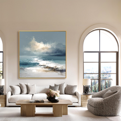 Whispering Tides – Coastal Ocean Wave Oil Painting, Seascape Wall Art