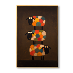 Stacked Sheep – Minimalist Animal Wall Art hand-painted wall art