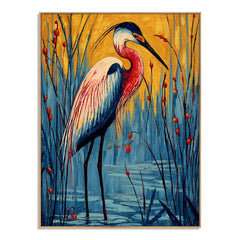 Amber Marsh Heron – Bird Wall Art hand-painted wall art