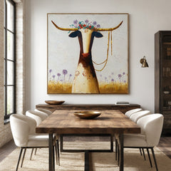 Blooming Longhorn – Western Floral Wall Art