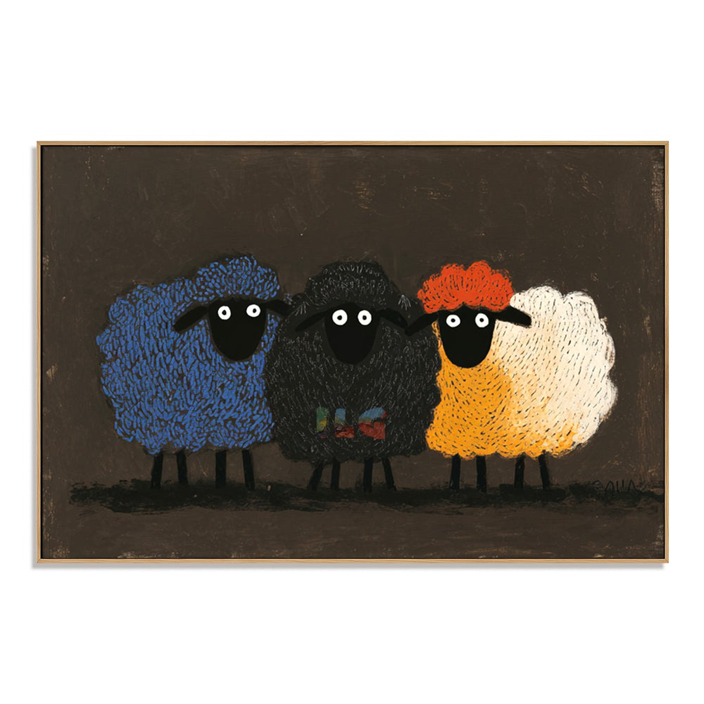 Colorful Flock Friends – Sheep Wall Art hand-painted wall art