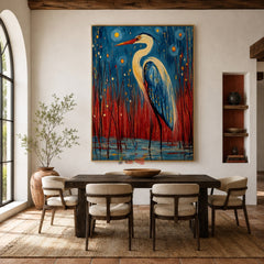 Moonlit Reed Heron – Bird Wall Art