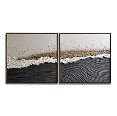 Still Between Layers – Textured Abstract Diptych Wall Art hand-painted wall art