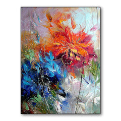 Floral Serenade-Abstract Floral Painting – Textured Vertical Canvas Art for Modern Interiors