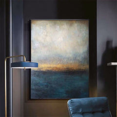 Seashore-Abstract Coastal Oil Painting – Vertical Textured Ocean Wall Art for Modern Decor