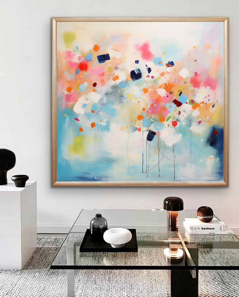 Bright Colorful Original Abstract Oil Painting Large Acrylic Painting  Wall Art Modern Living Room Art For Sale