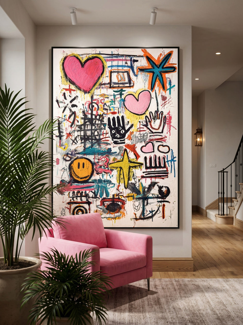 Bold Colorful Abstract Art With Expressive Graffiti Elements For Home