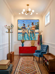 Original Oil Painting Of Underwater Figures With Expressive Light Effects