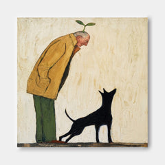 Unique Surreal Portrait Of Man With Plant And Black Dog