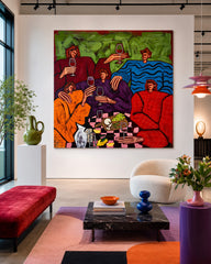 Modern Pop Art People Painting With Bright Colors For Lounge Wall
