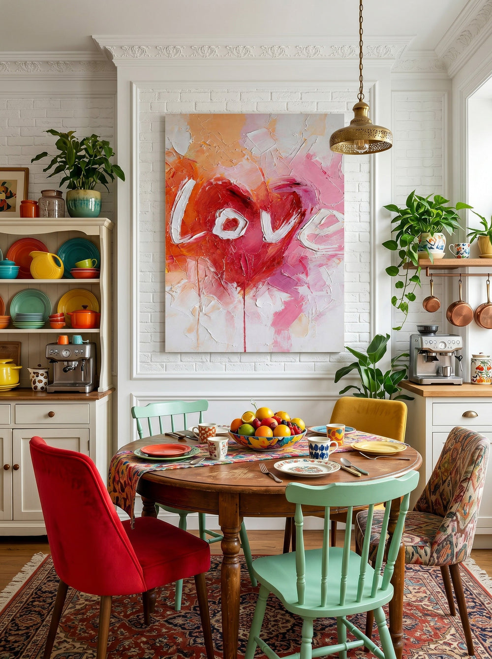 Pink And Red Abstract Love Painting With Textured Brushstrokes For Romantic Bedroom Decor