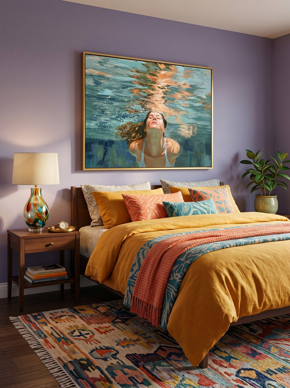 Emotional Submerged Portrait Oil Painting Unique Gift For Water Lovers