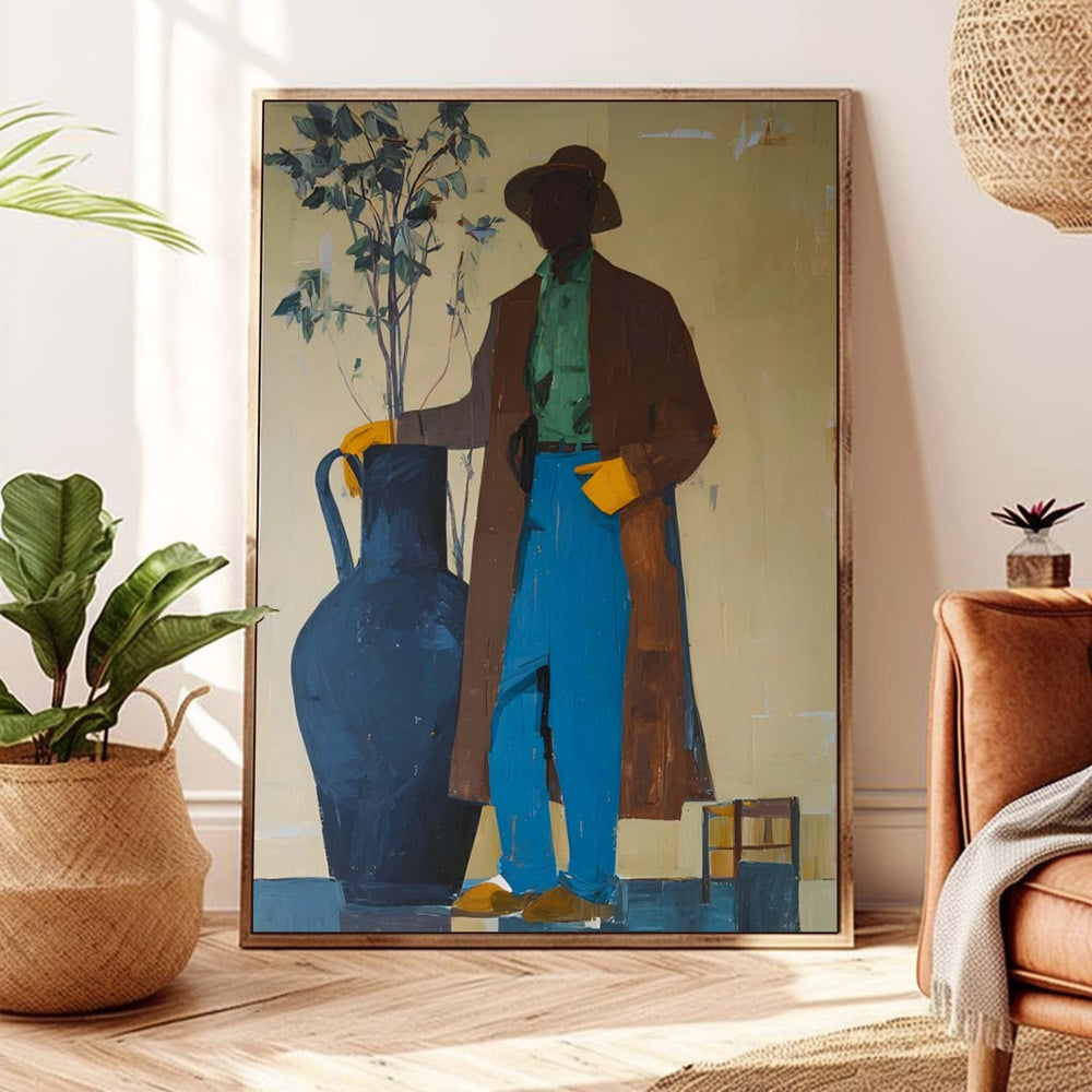 Original Men's Vintage Niche Streetwear painting Textured Abstract Boy Wall Art Retro Styling For Living Room