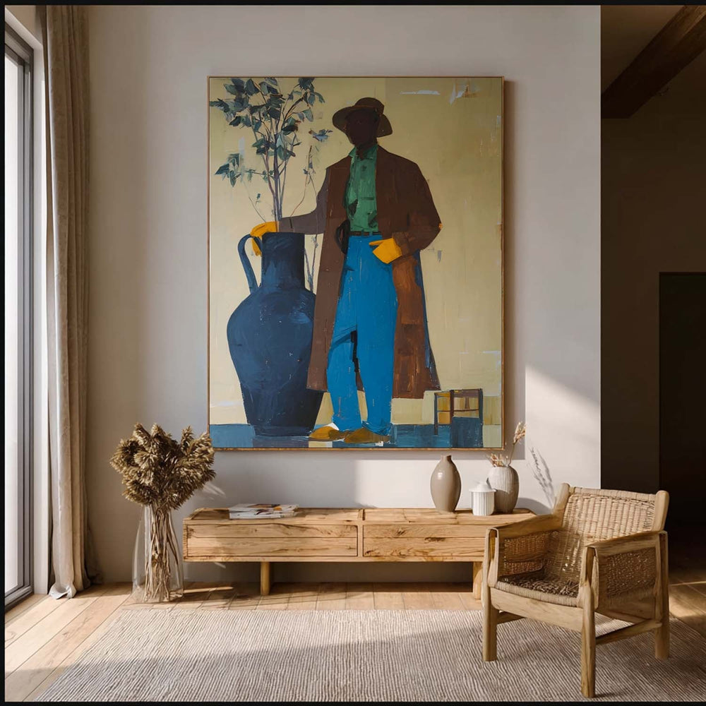 Original Men's Vintage Niche Streetwear painting Textured Abstract Boy Wall Art Retro Styling For Living Room
