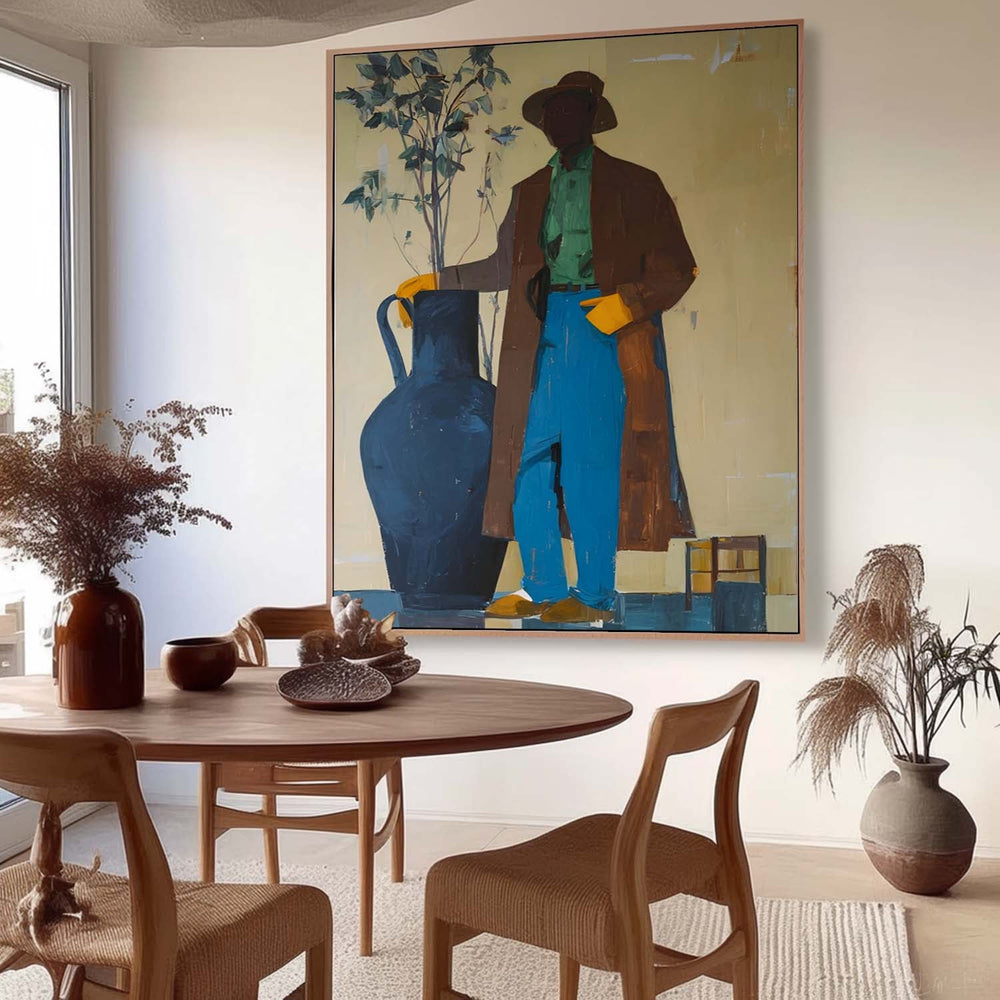 Original Men's Vintage Niche Streetwear painting Textured Abstract Boy Wall Art Retro Styling For Living Room