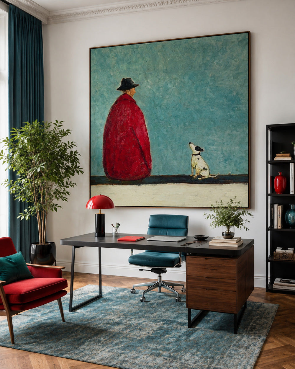 Authentic Expressionist Style Painting Of Person And Pet For Collector And Gift