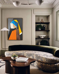 Modern Minimalist Painting on Canvas Colorful Geometric Painting Organic Shape Art Custom Canvas Wall Art Living Room Painting