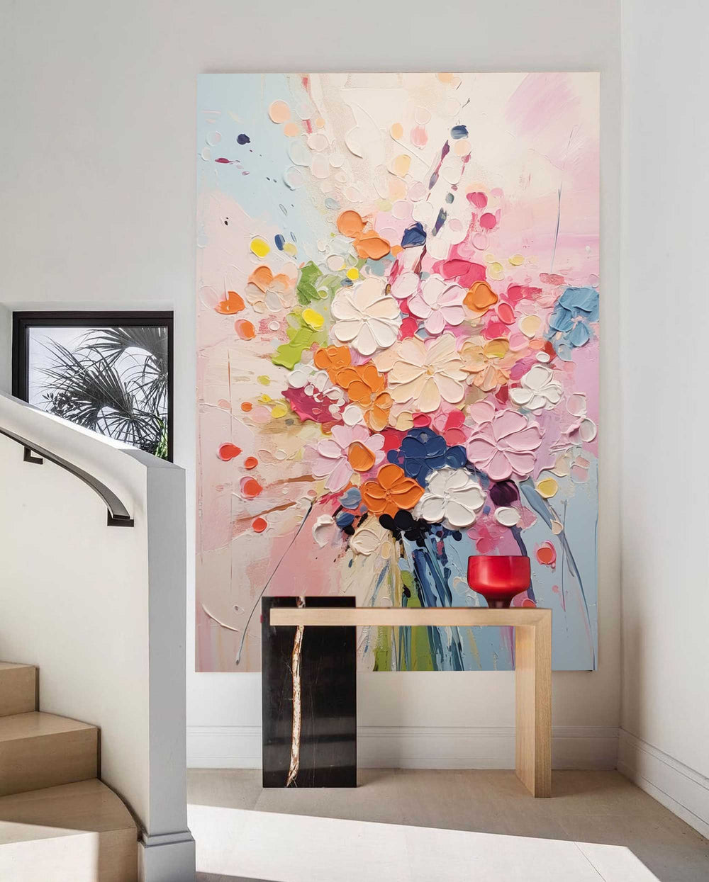 Modern Texture Wall Art Colorful Abstract Bouquet Oil Painting On Canvas Large Original Acrylic Painting Home Decor