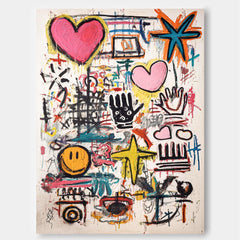 Bold Colorful Abstract Art With Expressive Graffiti Elements For Home