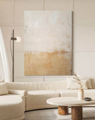 Beige Minimalist Wall Art Canvas With Frame Oil Painting Abstract Large vintage  Oil Painting For Living Room
