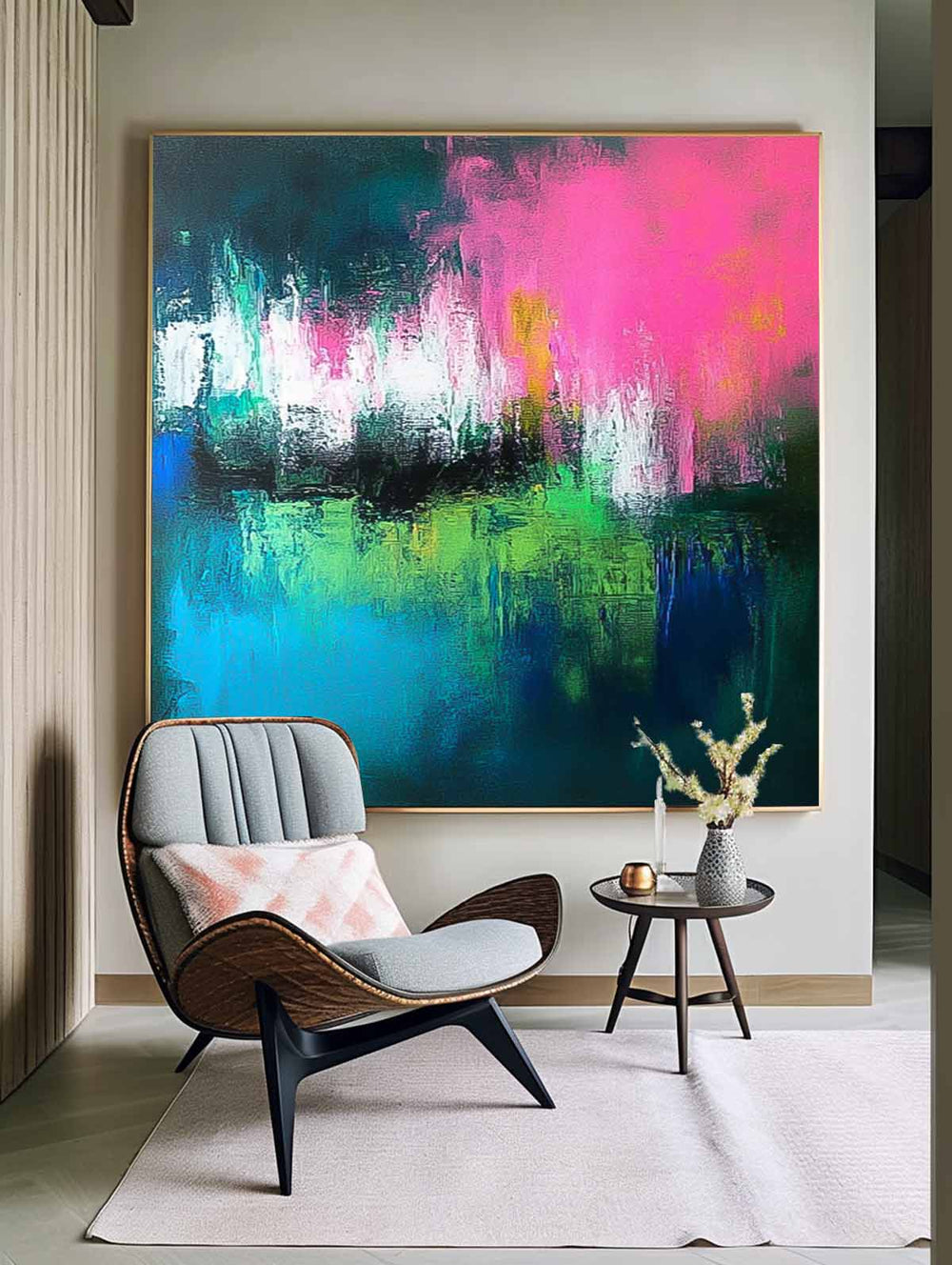 Abstract Oil Painting On Canvas Original Acrylic Painting Wall Art Modern Bold Contrasting Colors Wall Art