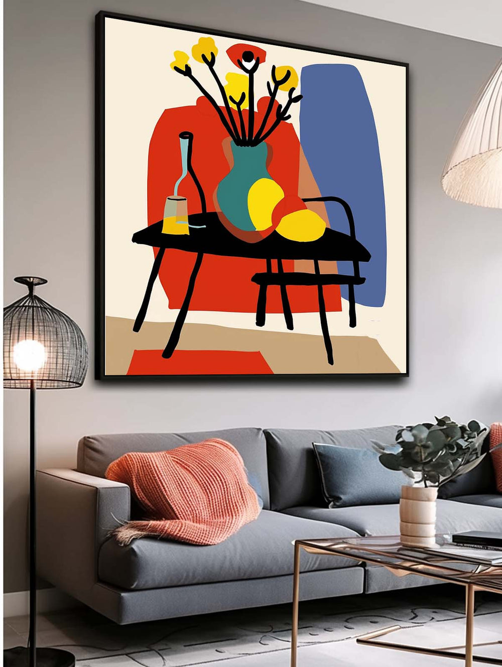  Large Realism Flowers Painting Beautiful Vase Artwork Square Contemporary Bright Paintings Wall Art