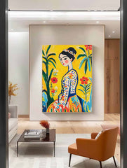Lady In Gold Painting Artwork Cute Girl In A Romantic Vintage Style Gorgeous Original Modern Wall Art