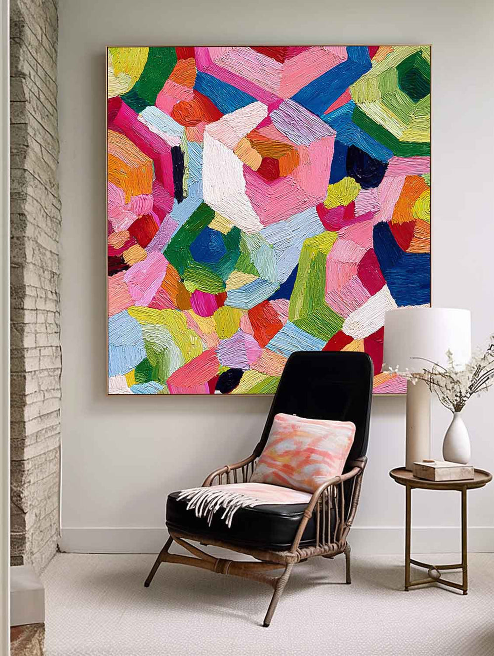 Abstract Geometry Wall Art Original Oil Painting Color Texture Acrylic painting Contemporary Art