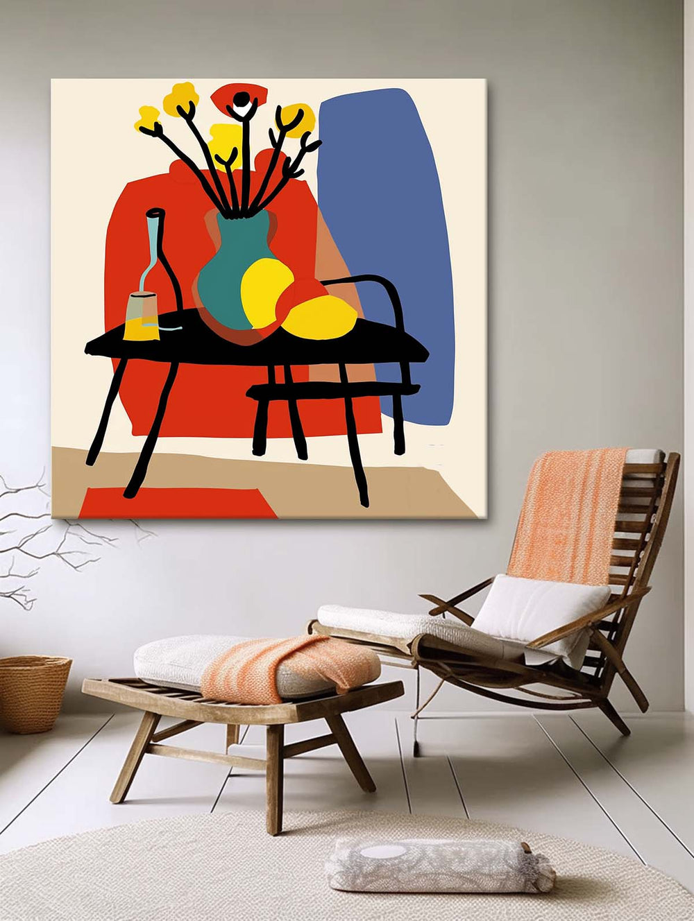  Large Realism Flowers Painting Beautiful Vase Artwork Square Contemporary Bright Paintings Wall Art