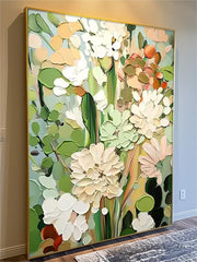 3D Floral Painting Framed Large Flower Wall Art Abstract Flower Acrylic Painting Textured Floral Painting