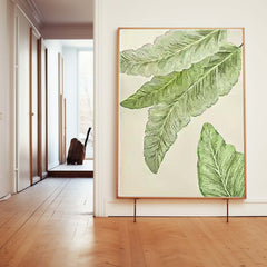 Original Texture Leaves Artwork Green Leaves Oil Painting On Canvas Oversize For Living Room