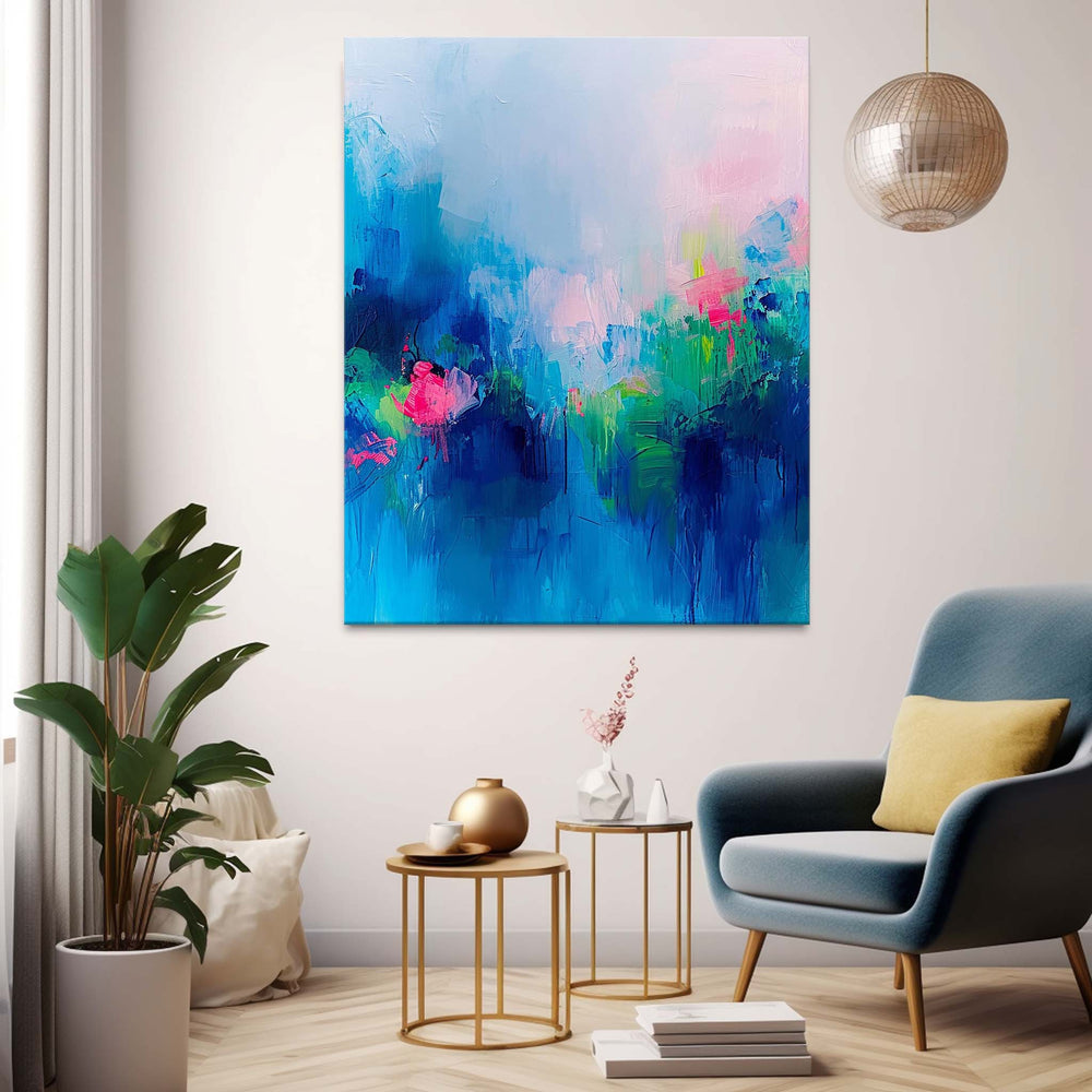 Modern Warm Blue Quality Large Art Famous Abstract Artwork Original Oil Painting On Canvas Home Decor