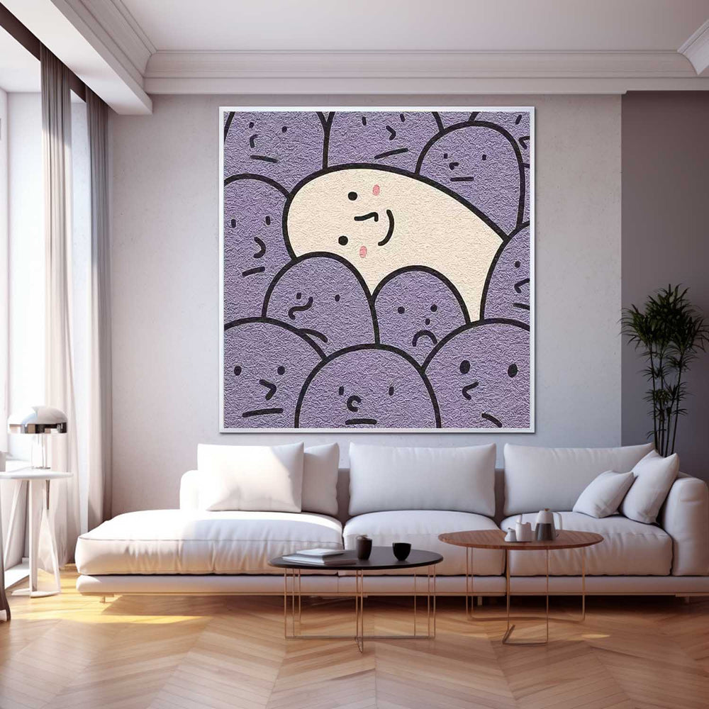 Purple Modern Minimalist Canvas Acrylic Painting Large Interesting Simple Strokes Abstract Wall Art Home Decor