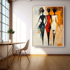Large Line Portrait Artwork Original Elegant Lady Acrylic Painting Canvas Abstract Woman Wall Art Framed