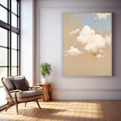 Large Cloud Painting On Canvas Abstract Cloud Oil Painting Warm Color Cloudiness Texture Framed Artwork