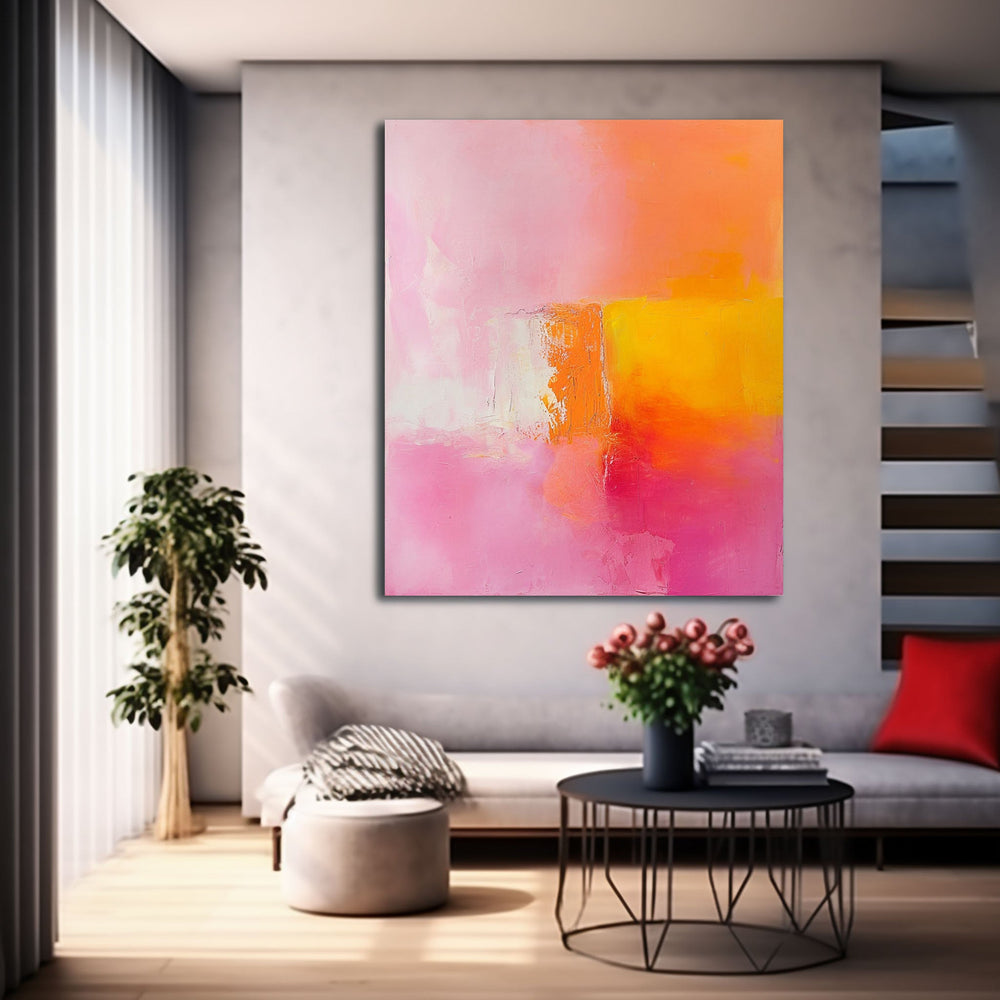 Pink And Yellow Modern Quality Large Art Famous Abstract Artwork Original Oil Painting On Canvas Home Decor