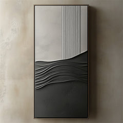 Textured Minimalist Oil Painting – Gray and Black Abstract Wall Art for Modern Interiors