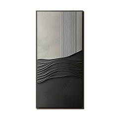 Textured Minimalist Oil Painting – Gray and Black Abstract Wall Art for Modern Interiors