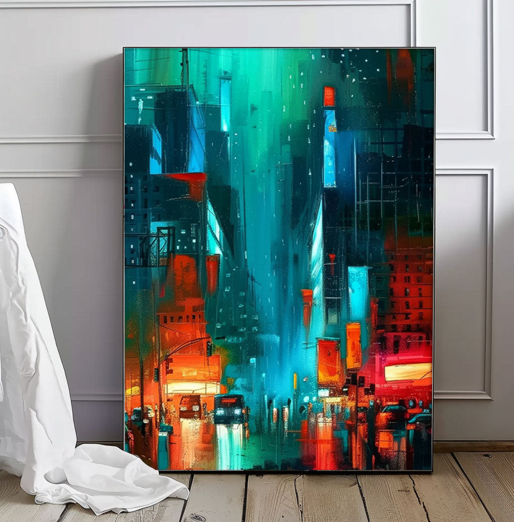 Big Wall Art Original Modern Cityscape Oil Painting On Canvas Abstract Urban Scene Art Home Decor
